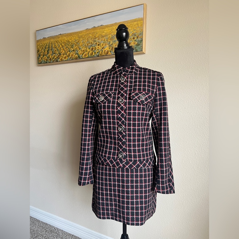 Claudie Pierlot Paris Bouclé Tweed Set | Button Jacket + Skirt | Size 36
